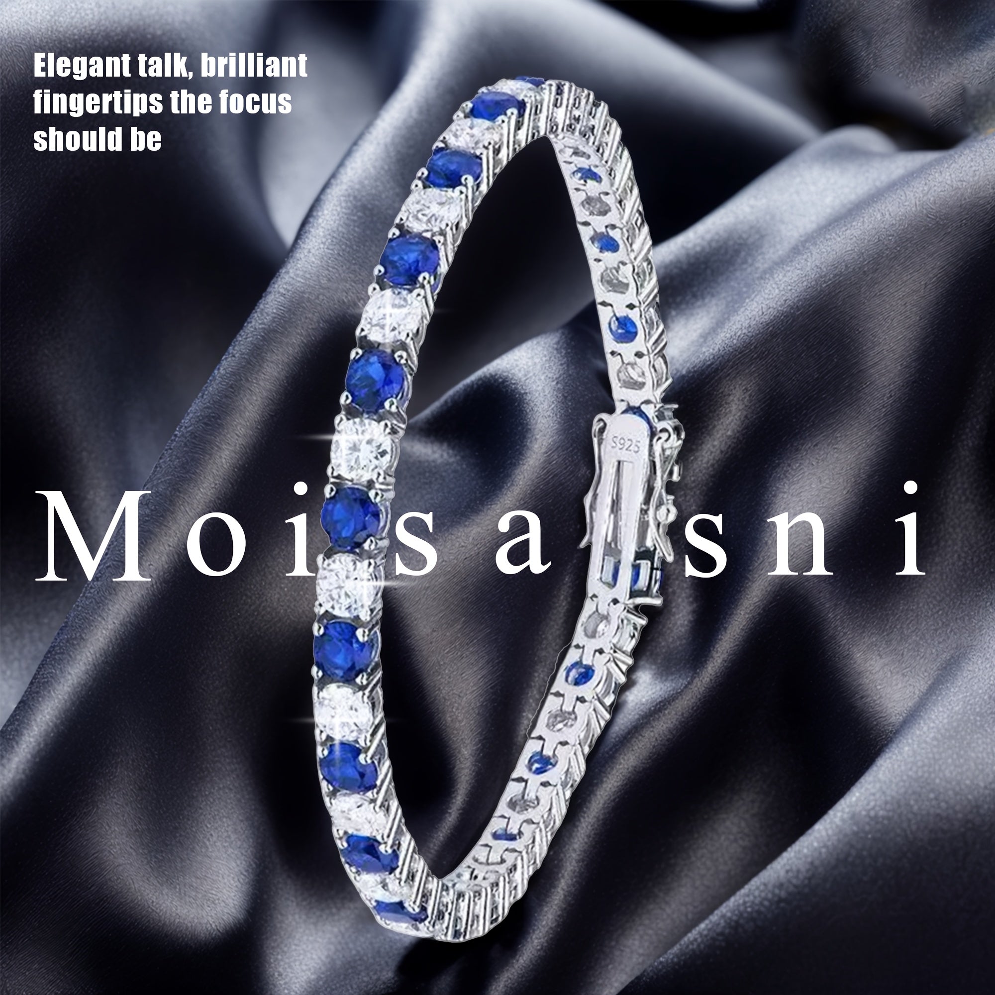 TEMU 1 Luxury Italian 925 Silver Moissanite Inlaid Bracelet, Designed And Handmade By An Italian Designer, Perfect As An Anniversary Gift For Your