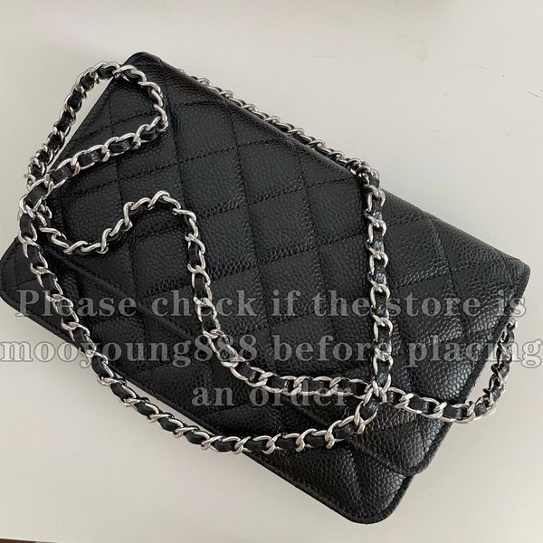 12A Upgrade Mirror Quality Classic Wallet On Chain Bags Mini 19cm Flap Quilted Black Purse Womens Genuine Leather Caviar Lambskin Handbag Cr