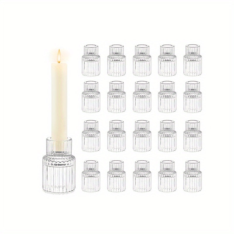 TEMU Candle Holder Glass Candlestick Holders: 10-20pcs Clear Taper Candle Stands For Dining Table Centerpiece, Glass And Decorative Use – Perfect