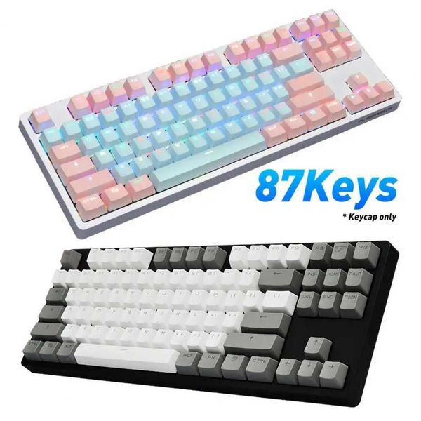 Keyboards Keyboard Key Cap 87Pcs-Set PBT Color Matching Light-proof Mechanical Keyboard Keyca Replacement Gaming Keyboard Computer Accessori
