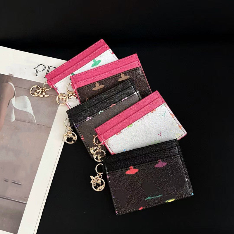 Genuine Leather murakami Monogram Charms Card Holder Designer Wallets Luxury Fashion Coin Purses Cardholder Key Pouch Women Mens Bag Wallet bag Char