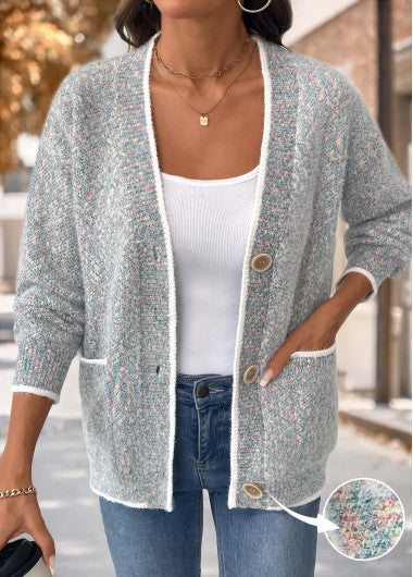 Modlily Multi Color Tummy Coverage Long Sleeve Cardigan - XL