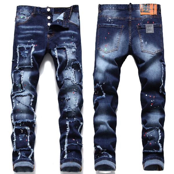 Men&#039;s Jeans Mens printed lightweight luxury denim pants extreme decal weight loss jeans colored dot painted mens casual jeans J241209