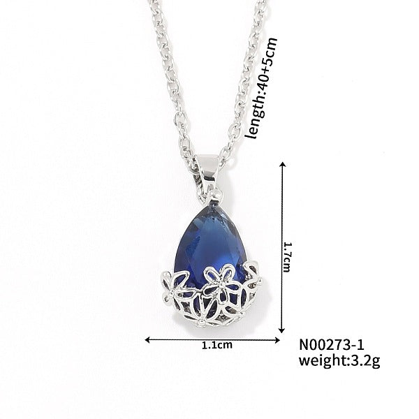 Mini collares con colgante de lágrima de vidrio de latón