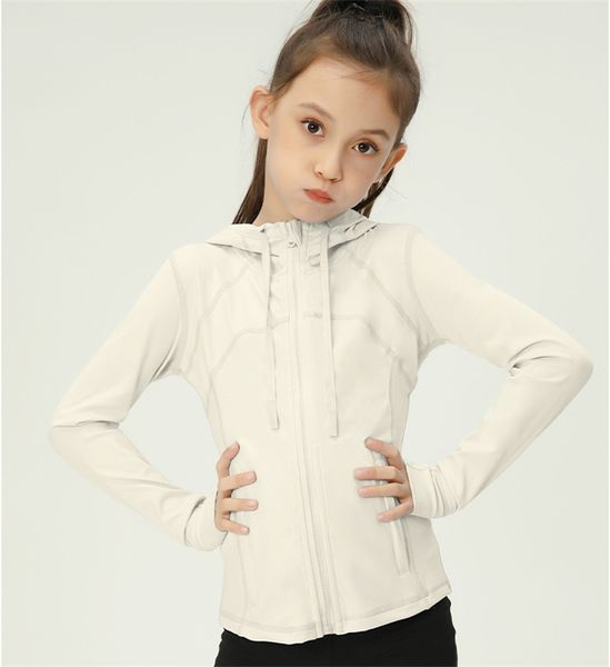 2025--Yoga Kids Jacket Long Sleeve for Girls Breathable Zipper Coat Fleece Childrens Fintness Sports Girls Keep Warm