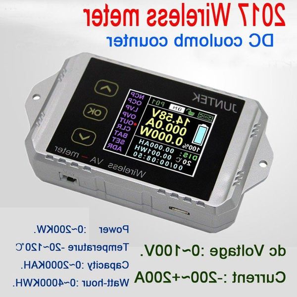 Freeshipping 100V 200A wireless DC volt AMP power meter Battery Monitor temperature capacity Coulomb counter charge discharge Electric Srhi
