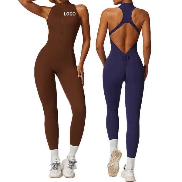Yoga Align Women&#039;s Yoga s One Piece Tummy Control Jumpsuit Sleeveless Front Zip Bodysuits High Impact Scrunch Butt Dance Jumpsuits LL S