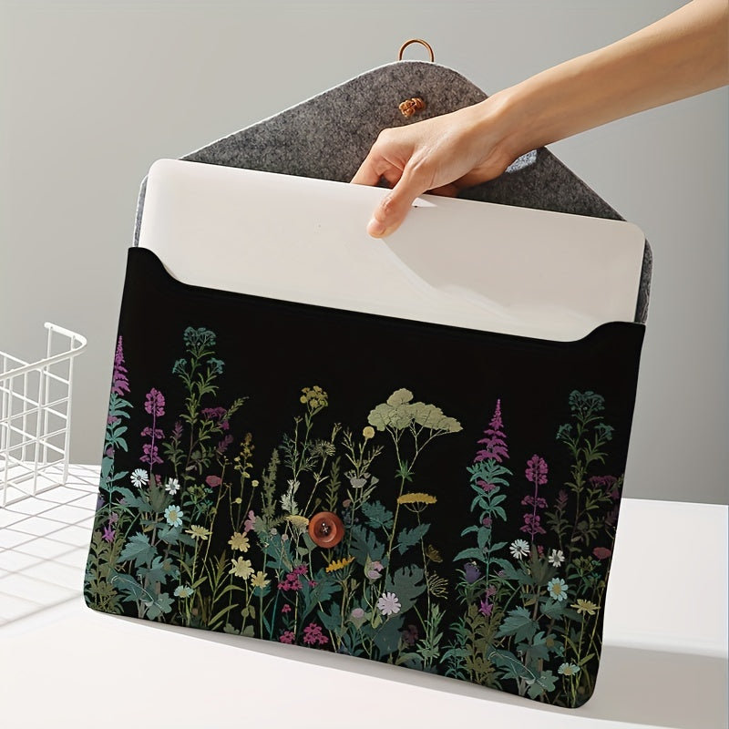TEMU Floral Print Soft Laptop Sleeve - Stylish Polyester Fabric Cover With Vibrant Design, Protective Case For Laptops And Tablets, Office Or School