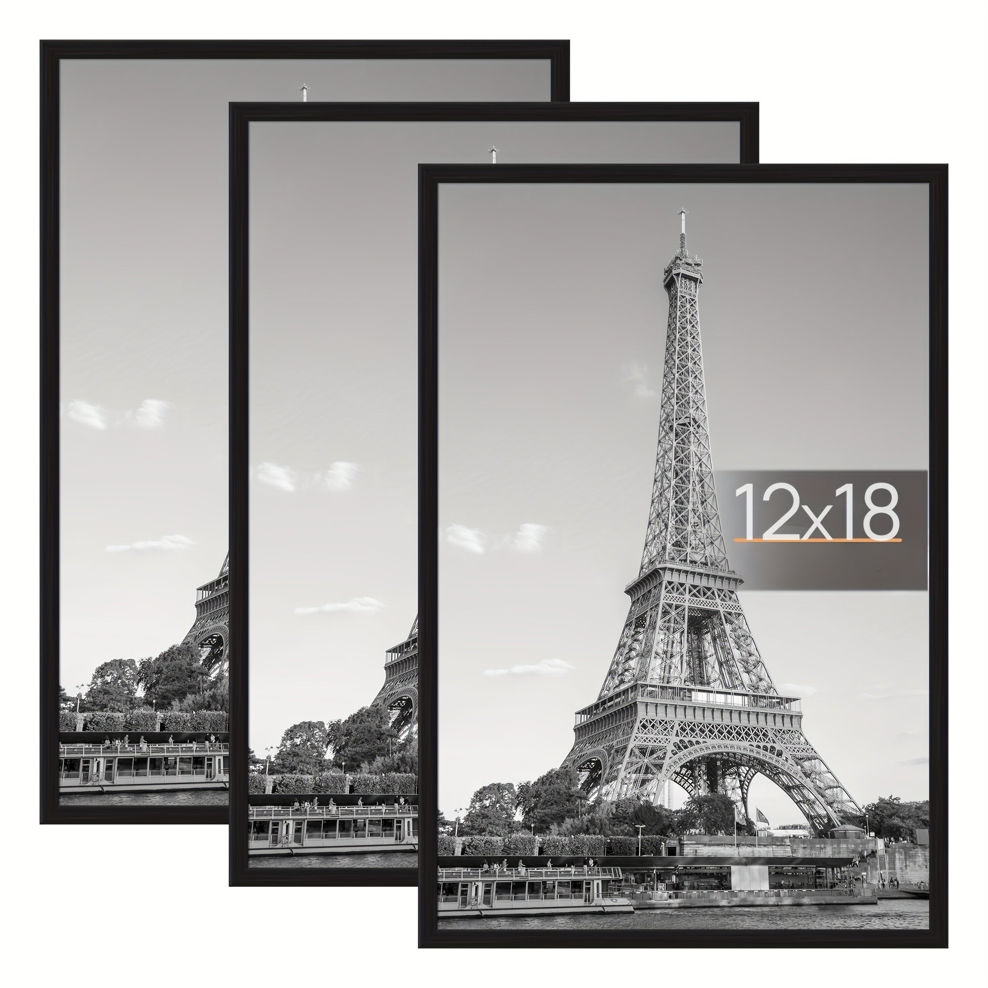 TEMU 3 Pack 12 Inchx18 Inch Frame Black, Poster Frames 12 Inch X 18 Inch For Horizontal Or Vertical Wall Mounting - Photo Frame Strips, Scratch-proof