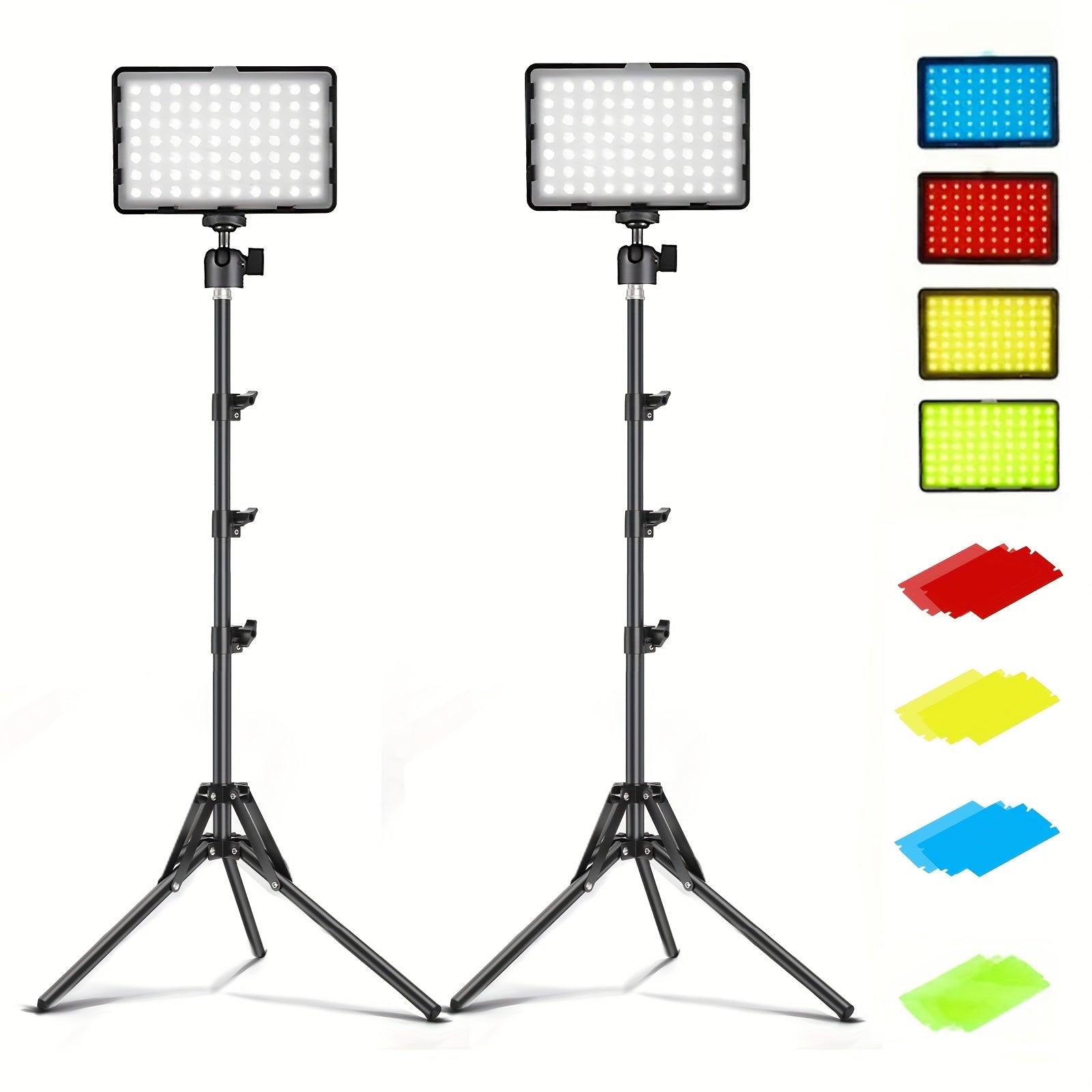 TEMU 2 Pack Vloging Photo Video Fill Lamp Light Panel Photography Lighting Kit Dimmable 5600k Video Studio Streaming Lights With Adjustable 59inch