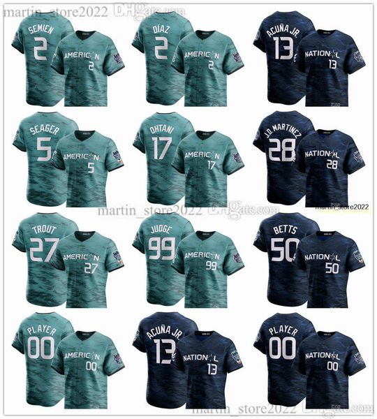 Baseball Jerseys 2023 AllStar Baseball Jerseys 99 Aaron Judge 17 Shohei Ohtani Mike Trout Marcus Semien Ken Griffey Yandy Diaz 13 Ronald Acu