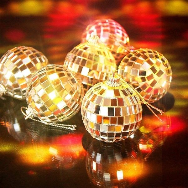 Christmas Decorations Silver Mirror Disco Hanging Ball with Rope Party Mirror Cool Reflective Disco Ball Decor Christmas Tree Wedding Party