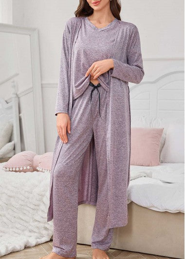 Modlily Dusty Purple Lounge Top and Pants and Cardigan - XL