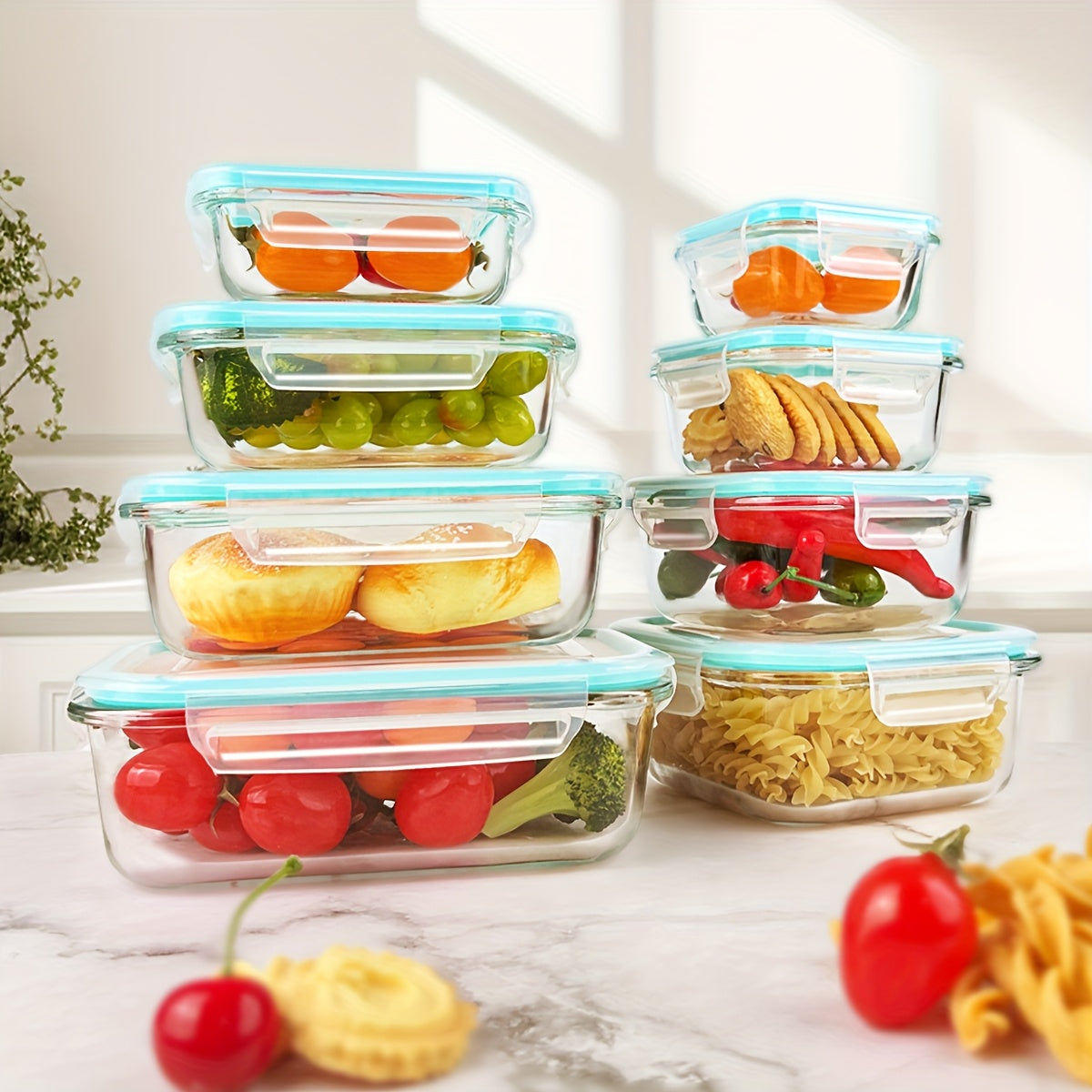 TEMU 8 Pack Food Storage Containers - Airtight Leak-proof Microwave Oven Freezer And Dishwasher Safe - Bpa Free Stain-resistant Easy- For Meal Prep