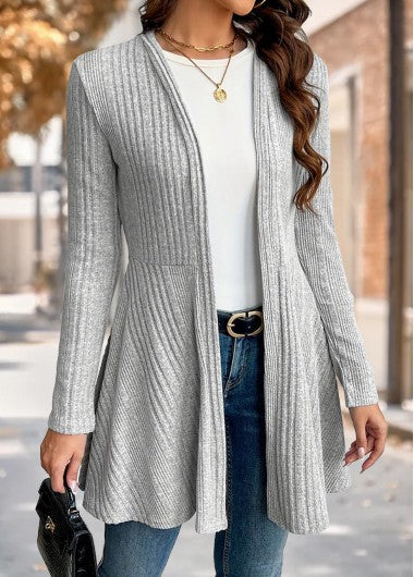 Modlily Grey Long Sleeve Tunic Light Cardigan - XXL