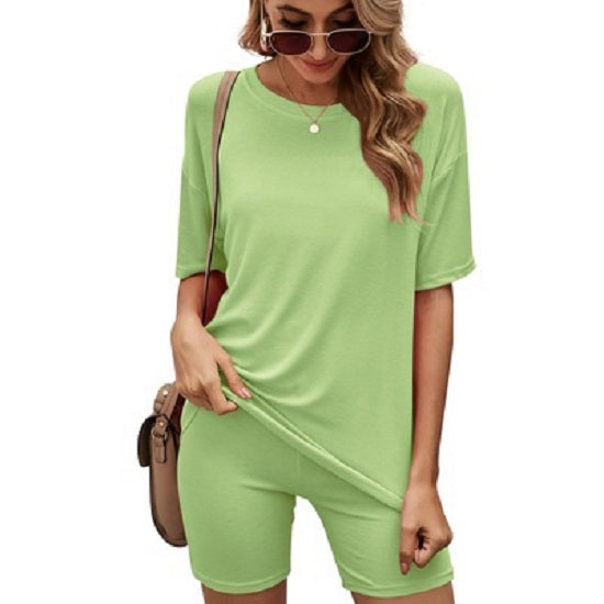 Haute Edition® Matching Biker Shorts and T-Shirt Set - GREEN XXXL