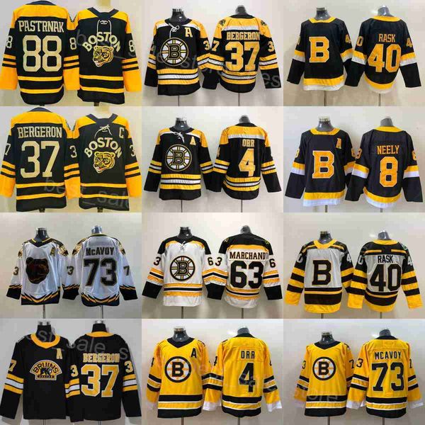Man Hockey Bruins 63 Brad Marchand Jerseys 88 David Pastrnak 73 Charlie McAvoy 37 Patrice Bergeron 40 Tuukka Rask 4 Bobby Orr Reverse Retro