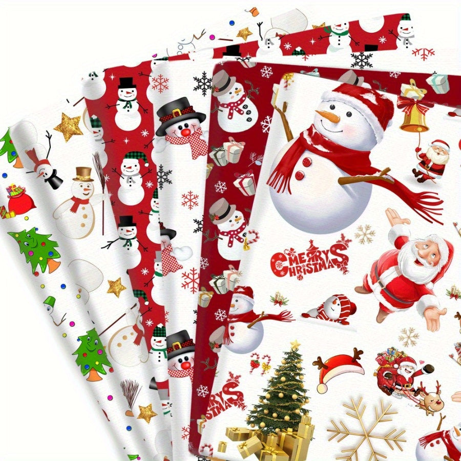 TEMU 6pcs Christmas Snowman Quilting Fabric Pre-cut For Diy Crafts, Doll Clothes, Quilting Projects - Mixed Colors, Geometric Patterns, Hand Wash
