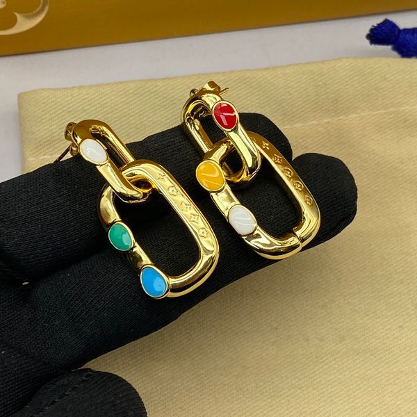 Enamel dangle earrings for women, fashion metal colourful finish earrings gold jewellery surprise for fiancee