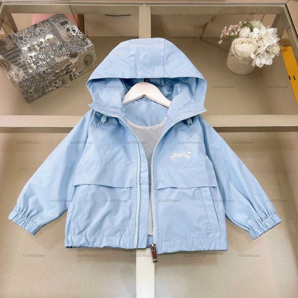 New baby jackets Fresh Blue child Sunscreen clothing Size 100-160 kids Hooded coat Mesh lining boys girls Outerwear