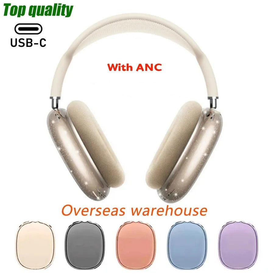 USA Stock Metal shell with ANC Air pro Max 2 3 4 Headband Headphone Accessories Transparent Silicone Waterproof Protective case podspro Max 2