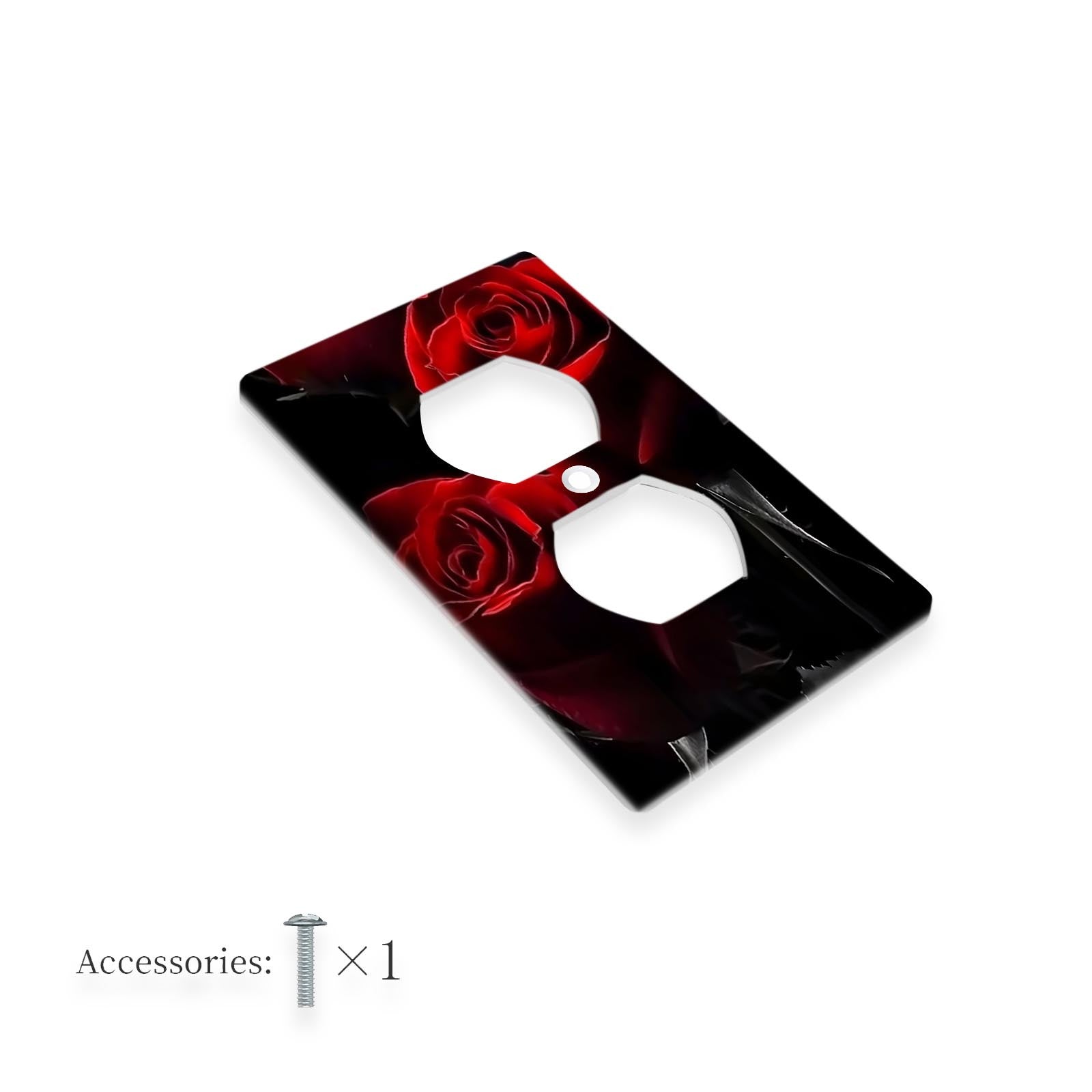 TEMU 1pc Romantic Red -gang-2-gang Light Switch Cover Plate - Decorative Black And White For Bedrooms, Bathrooms, And Kitchens - , No Electrical