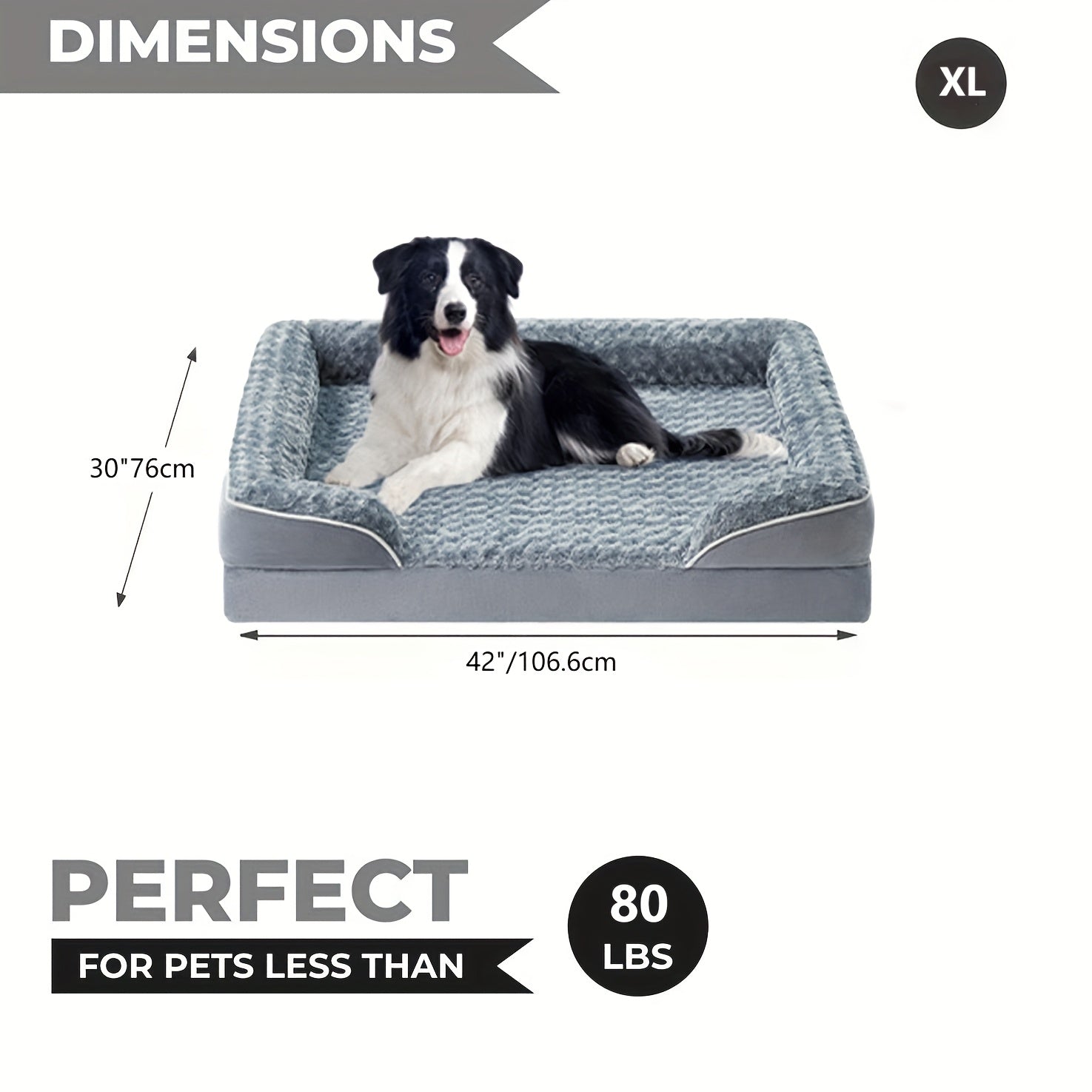 TEMU Wnpethome Jumbo Orthopedic Dog Bed With Memory Foam - High Quality Large Dog Sofa Bed With Removable Washable Cover, Bolster Support & Elevated