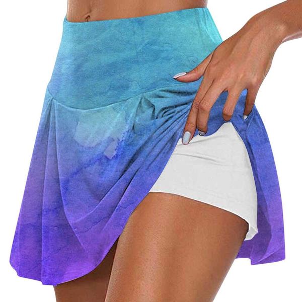 High Ladies Waisted Pleated Floral Printed Sports Fiess Skirts For Women With Pockets Tennis Short Skirt
