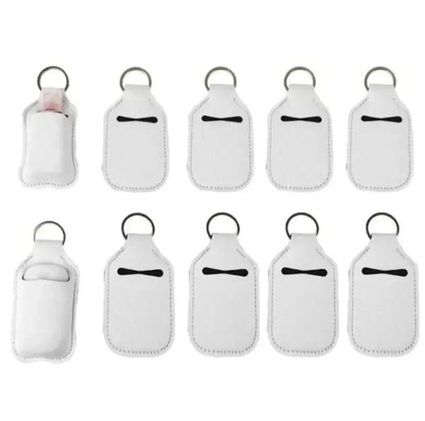 Sublimation Blanks Refillable Neoprene Hand Sanitizer Holder Cover Chapstick Holders with Keychain for 30ML Flip Cap Con