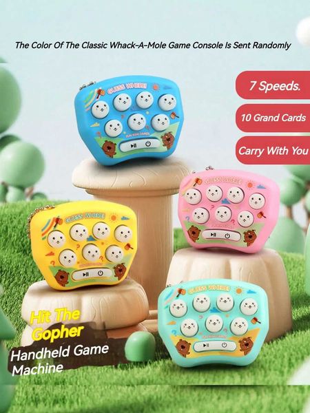 Mini Quick Push Electronic Gaming Machine Light Up Game Whack-a-mole Toy Bubble Handheld Toy Keychain Challenge Game Toys GiftXJ241118