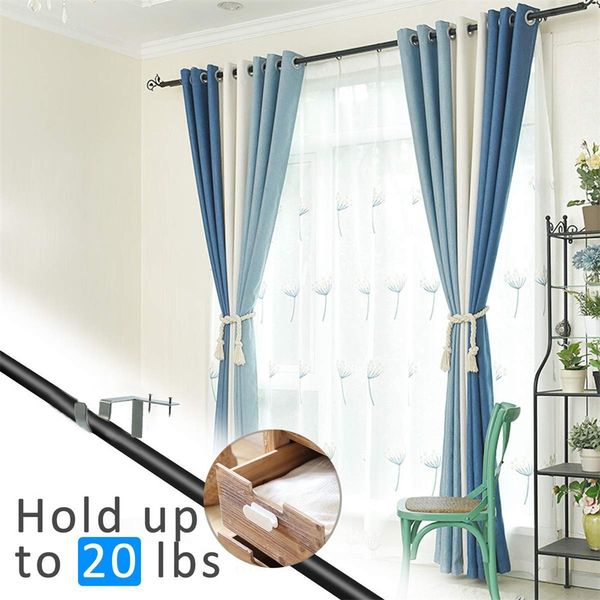 2pcs Heavy Duty Curtain Rod Bracket Practical Bracket Hang Curtain Rod Holders Tap Right Into Window Frame Rod High Quality