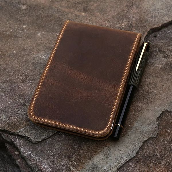 Notepads Personalized real genuine leather notepad cover for rite in the rain top-spiral notebook 3&quot; x 5&quot; 4&quot; x 6&quot; free e