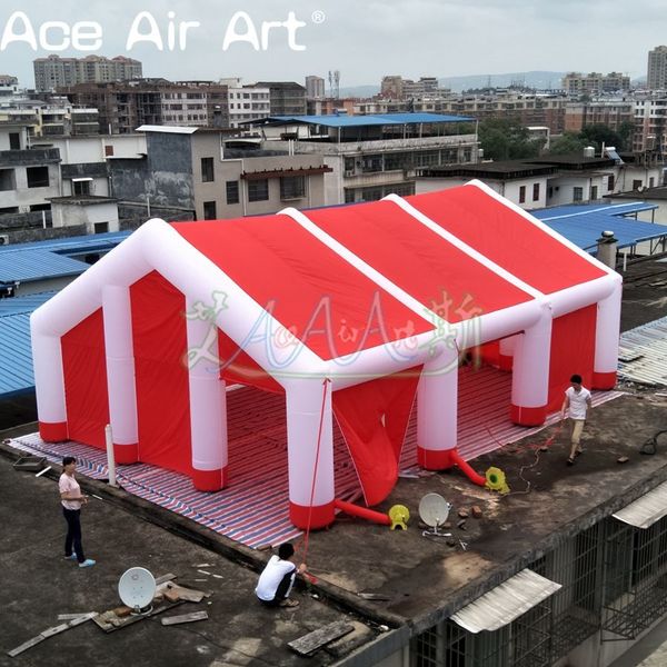 Custom led strip inflatable wedding tent inflatable wedding canopy red cover and white beams wedding house with foldable doors
