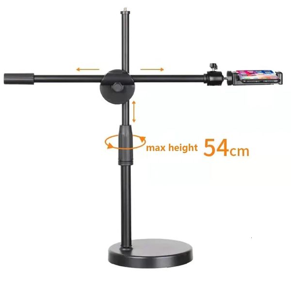 Desktop Mobile Phone Holder Tripod with LED Light Table Tabletop Shooting Stand Tripods for Nail Art Pography 240708