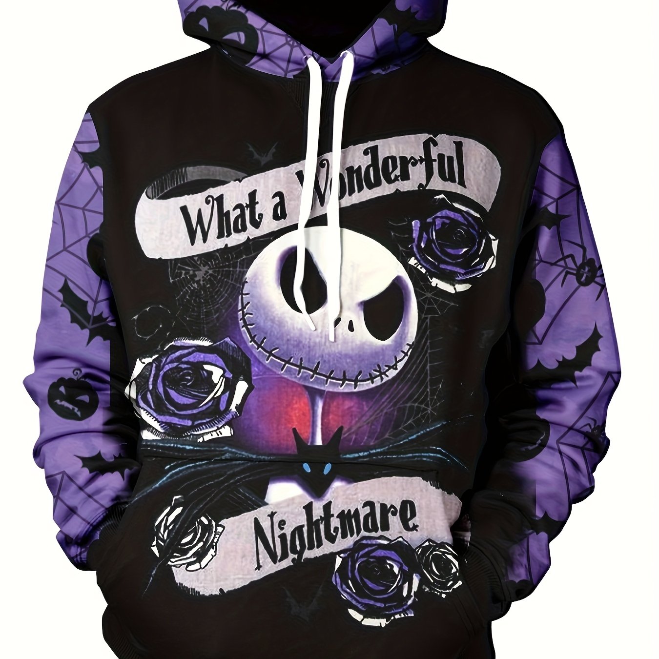 TEMU Horror 3d Printed Hoodie, Color Block, Fun Casual Top, Comfortable , Outdoor Sports, And Front Pockets For Casual Wear, Seasonal Fashion, ,