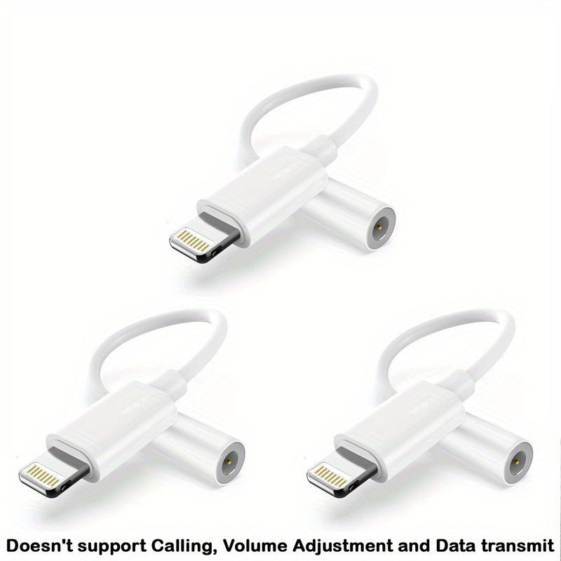 TEMU 3pcs 8-pin To 3.5mm Headphone Jack Adapter Compatible With Iphone14-13-12-11-x Adapter Converter Encryption Dog Audio Cable Compatible With