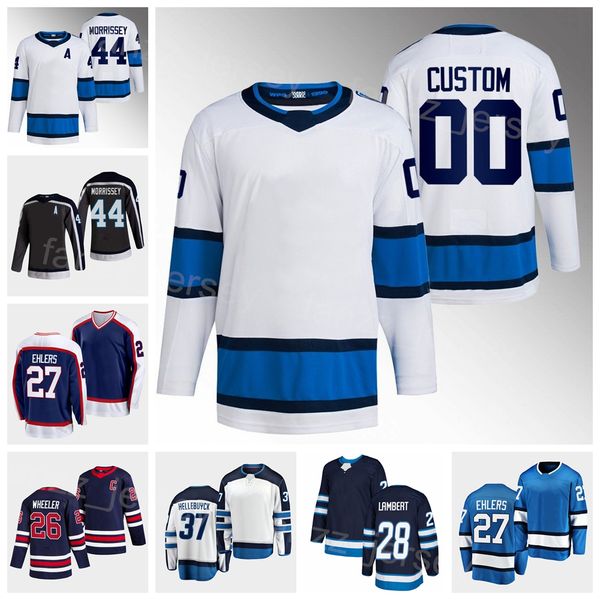 Reverse Retro Hockey 44 Josh Morrissey Jerseys 37 Connor Hellebuyck 26 Blake Wheeler 5 Brenden Dillon Dominic Toninato Jansen Harkins Nikola