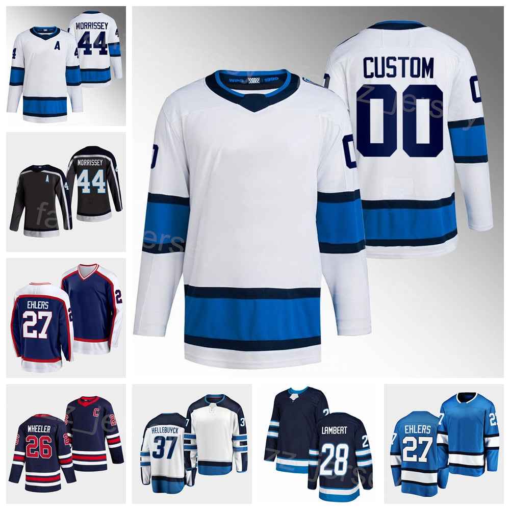 Reverse Retro Hockey 44 Josh Morrissey Jerseys 37 Connor Hellebuyck 26 Blake Wheeler 5 Brenden Dillon Dominic Toninato Jansen Harkins Nikolaj Ehlers