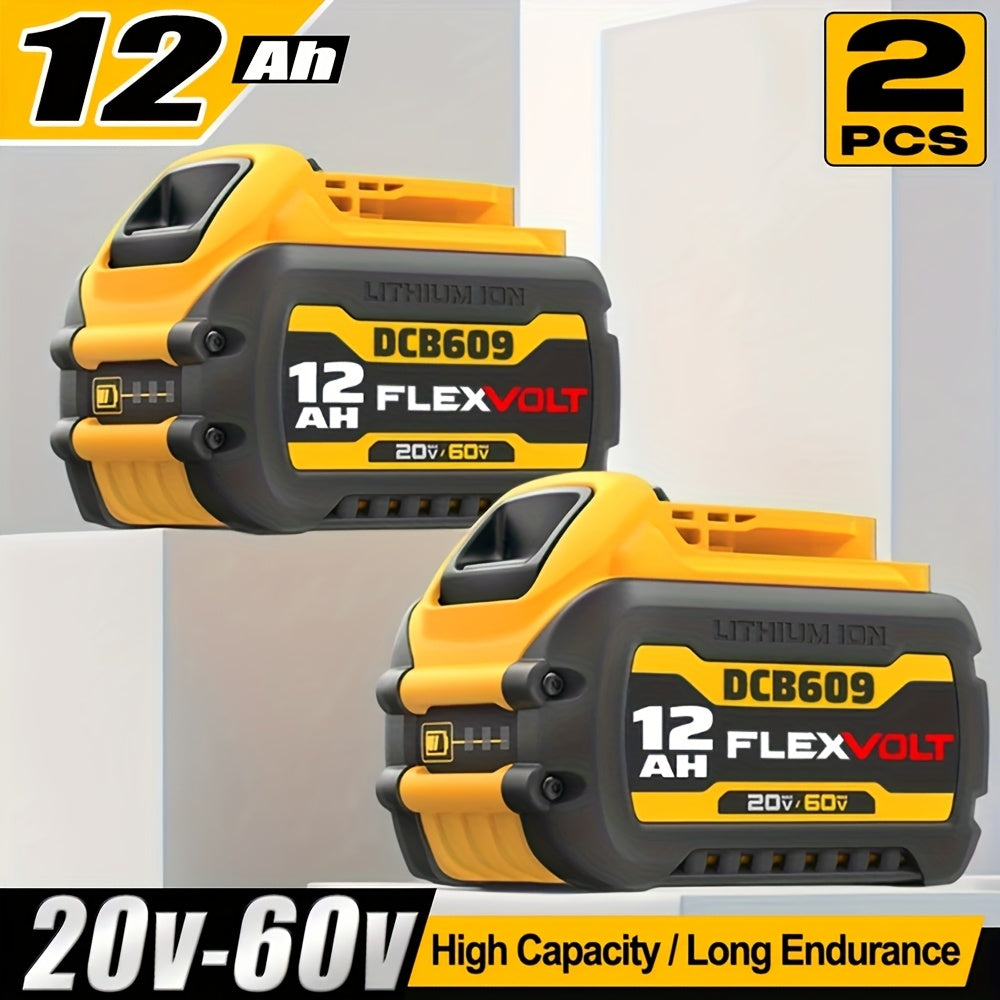 TEMU 1-2-4 Pack 12.0ah Dcb609 20v-60v Batteries For 20v-60v Series Power Tools, Compatible With Dcb609, Dcb609-2, Dcb606 And Dcb612 Batteries, And