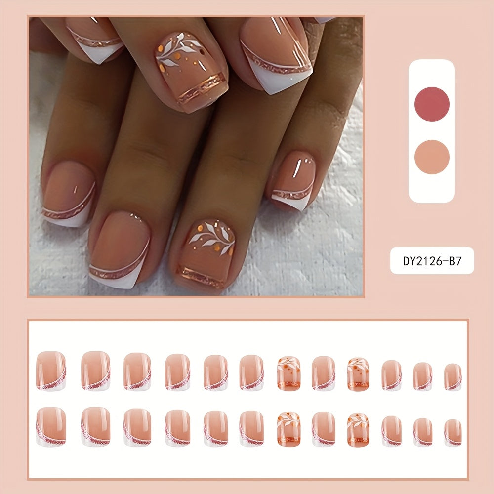 TEMU 24pcs Women's Glossy Striped Leaf Comes With 1 Set Of Kits For Weddings And Celebrations