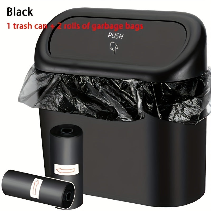 TEMU 3pcs-set 1pc Trash Can + 2 Rolls Of Garbage Bags, Car Side Door Hanging Storage Box, Mini Creative Car Trash Can