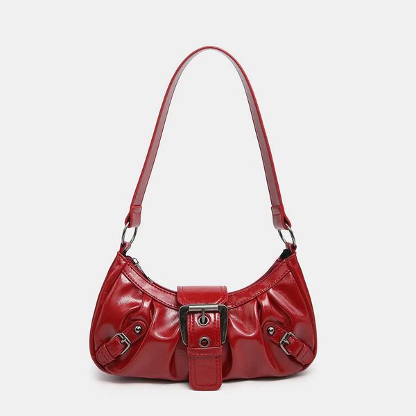 New Fi Maillard Style Shoder Bag Vintage Leather Spicy Girl Y2K Armpit Bag Belt Trendy Saddle Bag Handbag Z250205