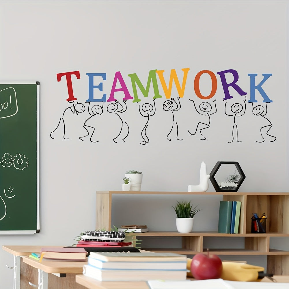 TEMU Teamwork Collaboration Wall Decal - Colorful Motivational Office Decor With Design, Self-adhesive Pvc Stickers For Home, Office, Classroom &