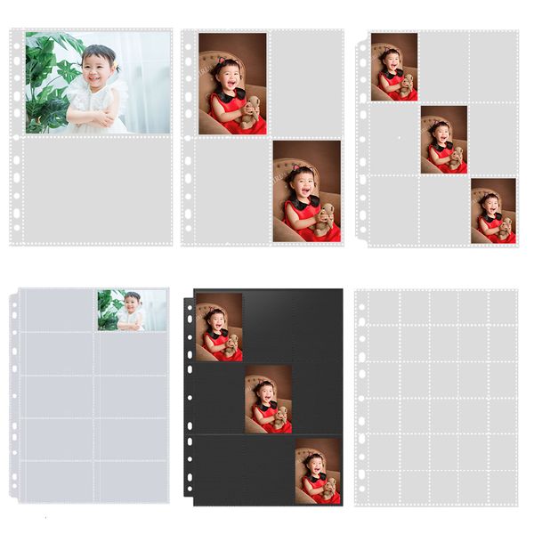 Notepads PLRBOK 10 Pack A4 11 Holes Po Album Pages Sleeves Binder Refill Pocard Game Card Coin Collection Ring Notebook 9 Pockets 230130