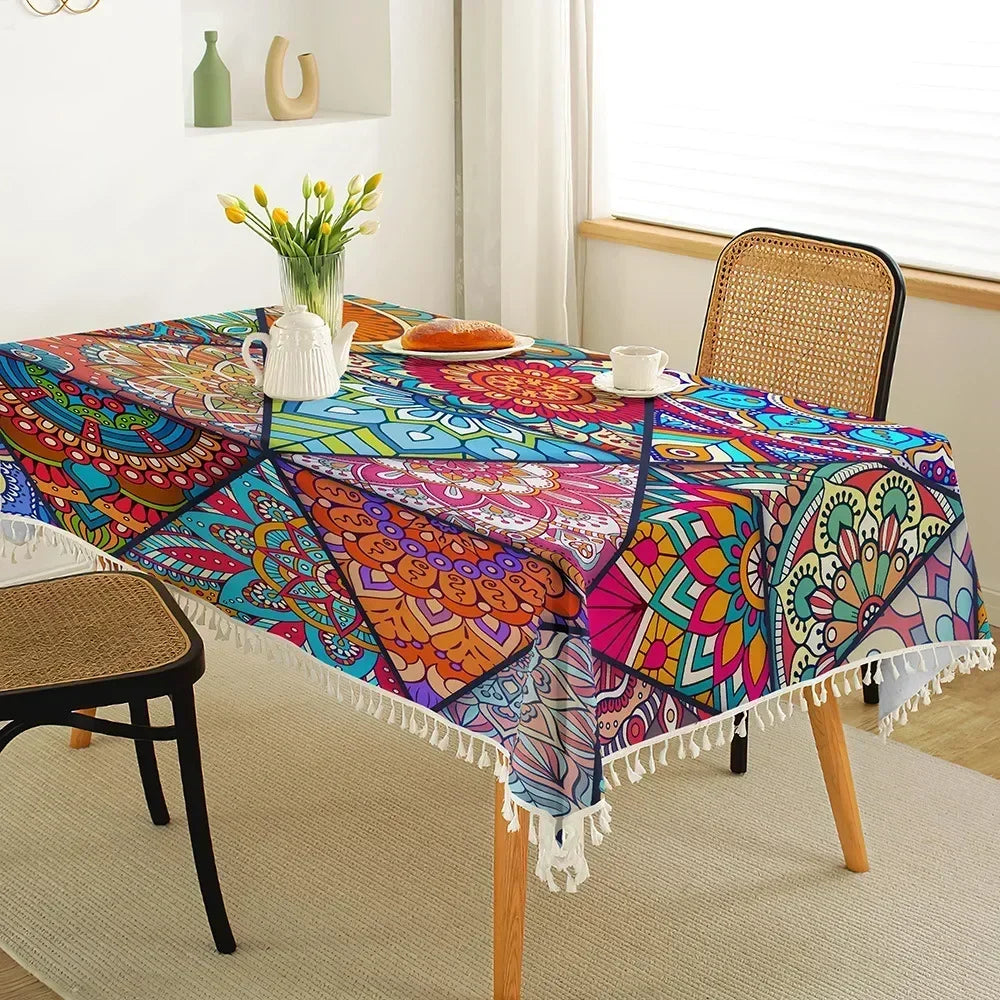 Cloth Cushion Cotton Linen Printing Coffee Table Poids Pour Nappe Nappe De Table Blanche Rune Cloth 3X6E01