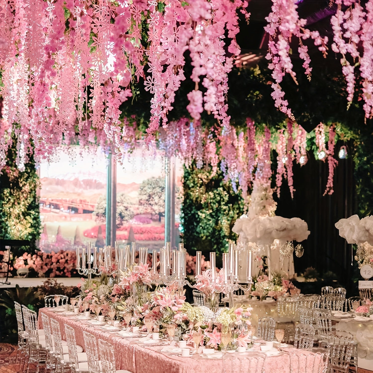 TEMU 36 Pack Wisteria Hanging Flowers, Fake Wisteria Garland Artificial Flower Vines For Wedding Arch Party Home Greenery Wall Decor