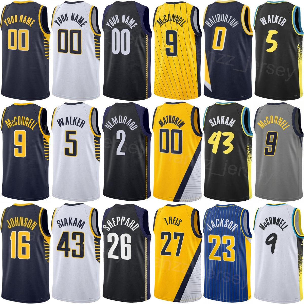 Printed Basketball 25 26 Pascal Siakam Jersey 43 Woman Youth Man Tyrese Haliburton 0 Aaron Nesmith 23 Andrew Nembhard 2 Jay Huff 32 Kam Jones 7 Jame