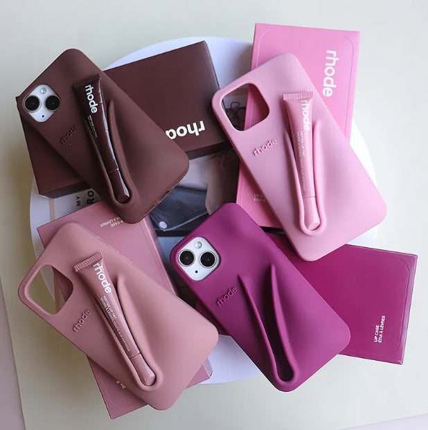 rhodes phone For iPhone Max 16 15 Plus 14 Pro 13 12 s Designer Fashion iphone case Gloss Lipstick Lip Balm 3D Silicone Phone cover Accessories