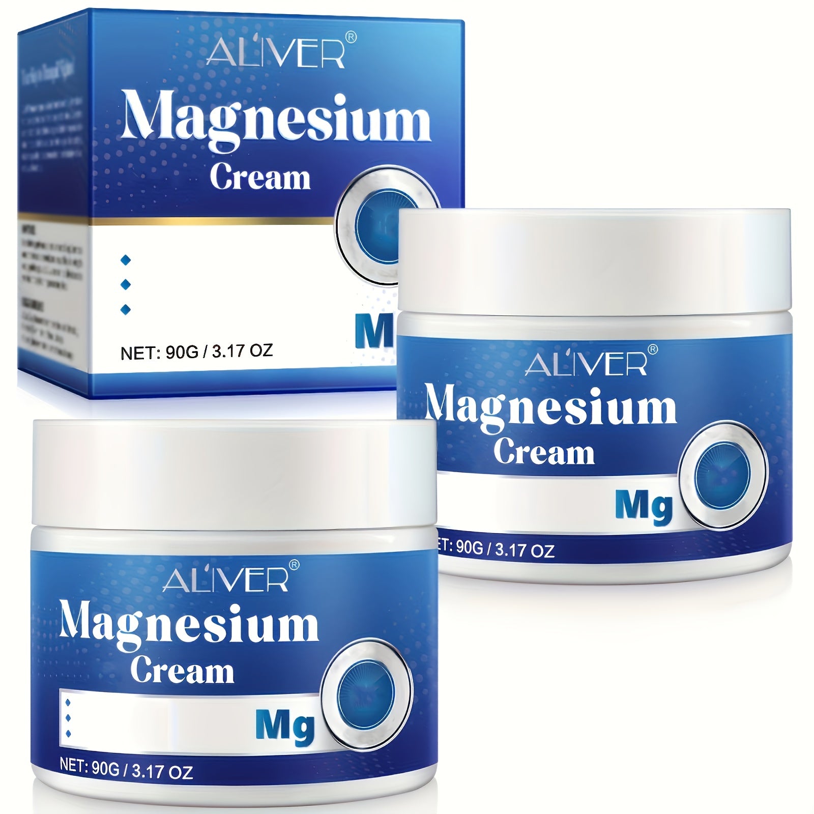 TEMU Aliver Magnesium Oil Cream 90g, 2pcs - Hydrating & Moisturizing Body Lotion For Types, -free With Glycerin & Vitamin C,, Handmade Formula