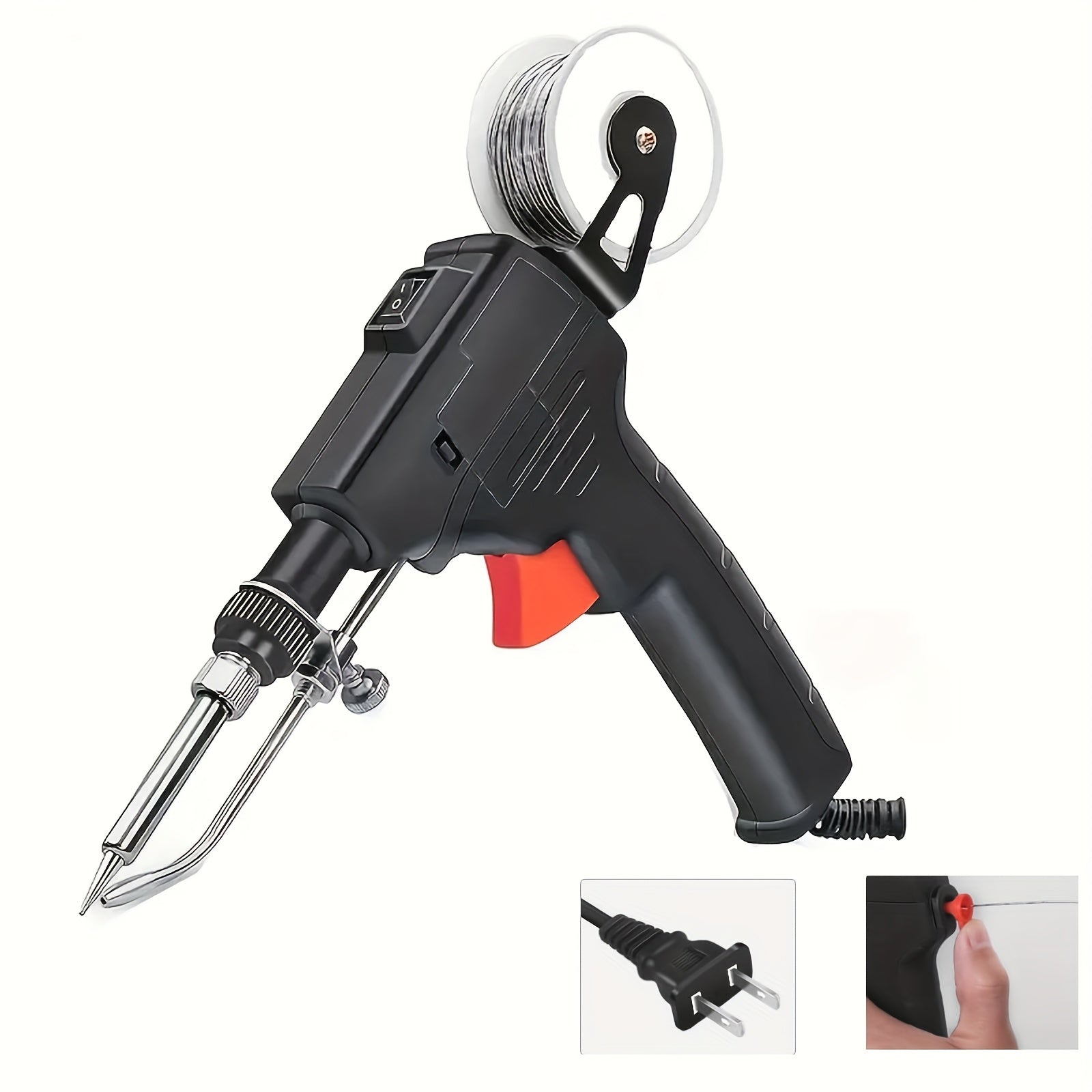 TEMU Handheld Automatic Soldering Gun With Adjustable Rubber Stand - Fast Heating For , Car Electrical Repair & Diy | Ergonomic, Precision Control &